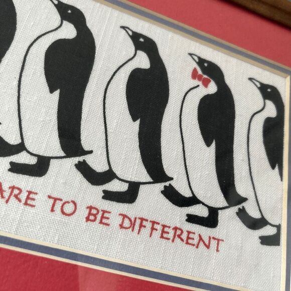Dare to Be Different Penguin Framed Fabric Art Decor Print - 11×9 - Picture 5 of 11